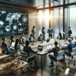 Meetings, Meeting (moderne und helle Konferenzraumsituation)
